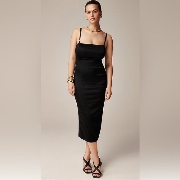 NWT J Crew Collection Fitted MIDI Dress in Stretch Satin - Black- Size 20 - Picture 1 of 7